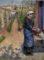 junge Frau Waschen Platten 1882 Camille Pissarro